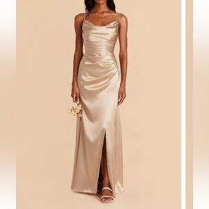 Birdy Grey Champagne Satin Evening Gown